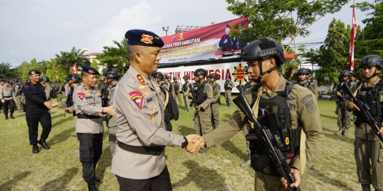 Penyambutan 208 Personel Brimob Kaltim Purna Tugas BKO Polda Papua dan Sulteng