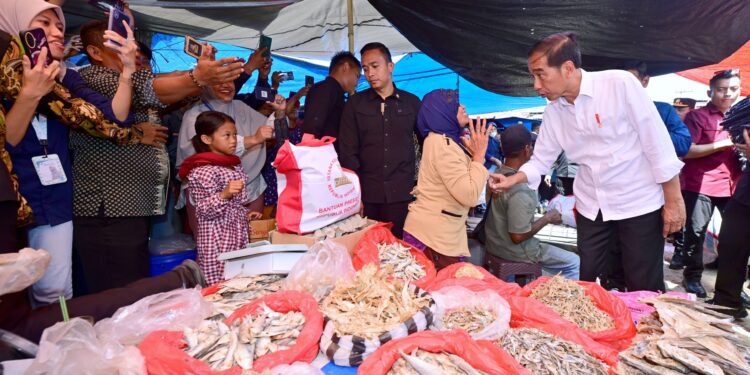 Presiden Jokowi Cek Harga Kebutuhan Pokok di Pasar Waru, Penajam Paser Utara